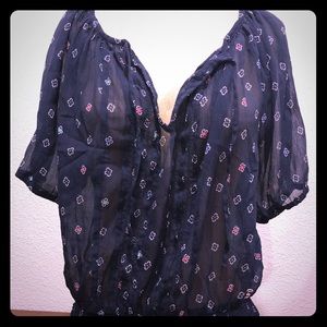 Navy Hollister Sheer Top